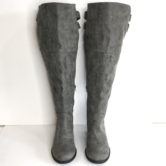 Torrid Gray Distressed Double Strap Boots - Picture 3 of 6